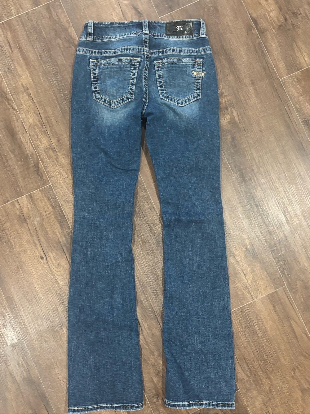 Y2K Miss Me Bootcut Jeans, Size 26, Stretch, Embellished Dark Wash